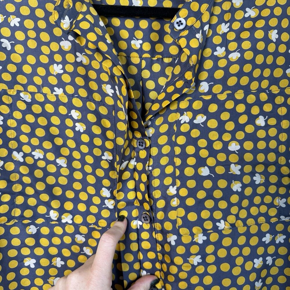 Cabi 100% Silk Blouse #183 Small Clover Polka Dots Oversized Boxy Button Up Top - Picture 3 of 14